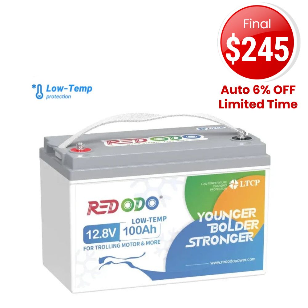 ⚡【Sale-Final $245】Redodo 12V 100Ah Lithium Trolling Motor Battery With Low Temp Protection