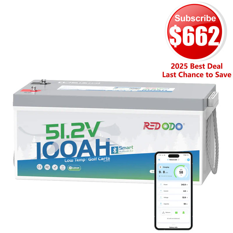 🔥【 $662 After Subscribe】Redodo 48V(51.2V) 100Ah LiFePO4 Lithium Solar Battery