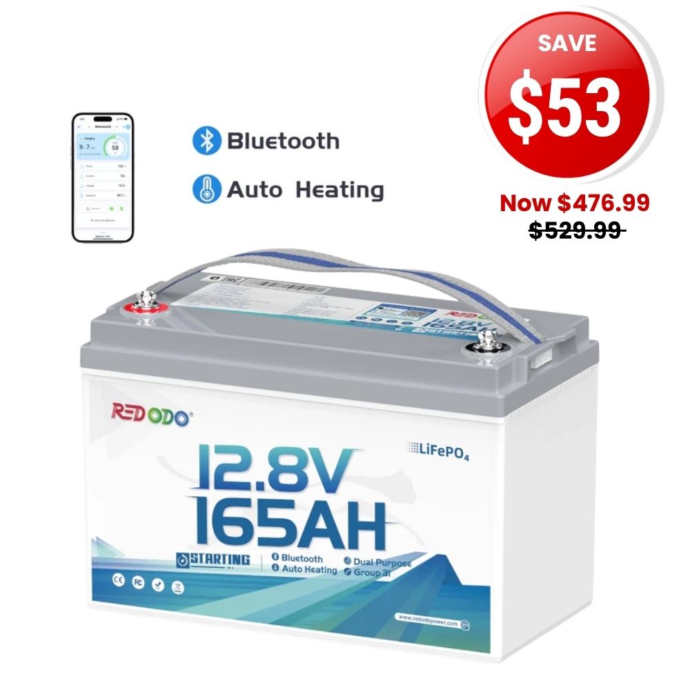 🔥【SAVE $53】Redodo 12V 165Ah 1200 CCA Group 31 Dual-Purpose Lithium Marine Battery | Starting • Trolling • Electronics— All from One