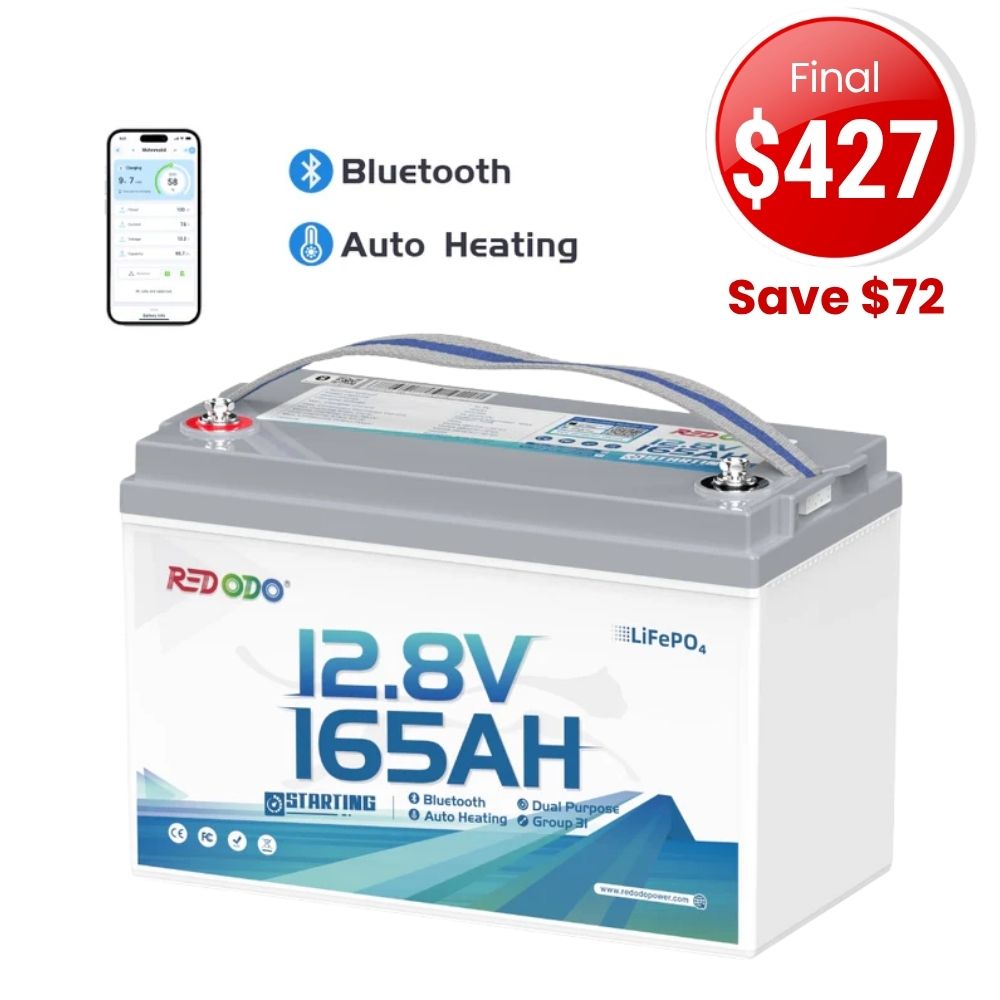 🔥【Final $427】Redodo 12V 165Ah 1200CCA Group 31 Dual-Purpose Lithium Marine Bluetooth Battery | Starting • Trolling• & Electronics— All from One