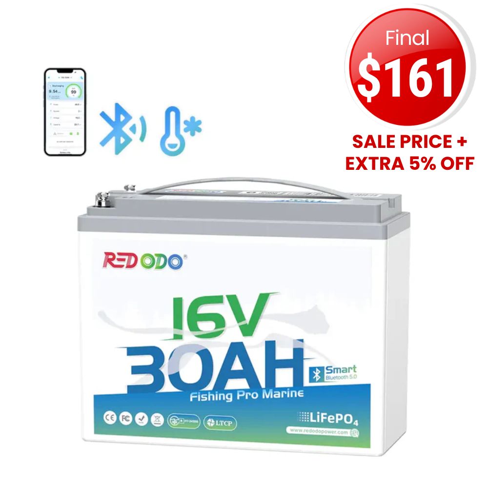 🔥【Final $161】Redodo 16V 30Ah Lithium Fish Finder Battery with Bluetooth