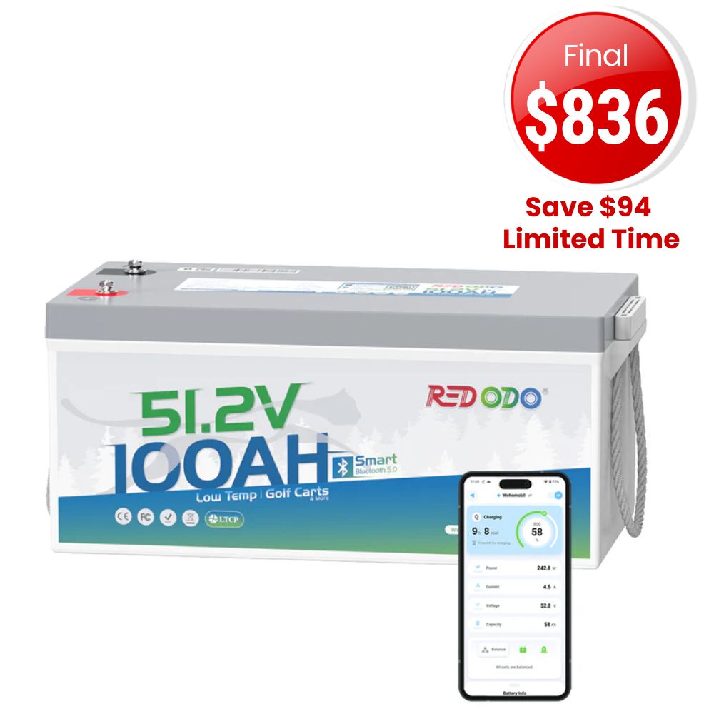 🔥【Final $836】Redodo 48V(51.2V) 100Ah LiFePO4 Lithium Solar Battery