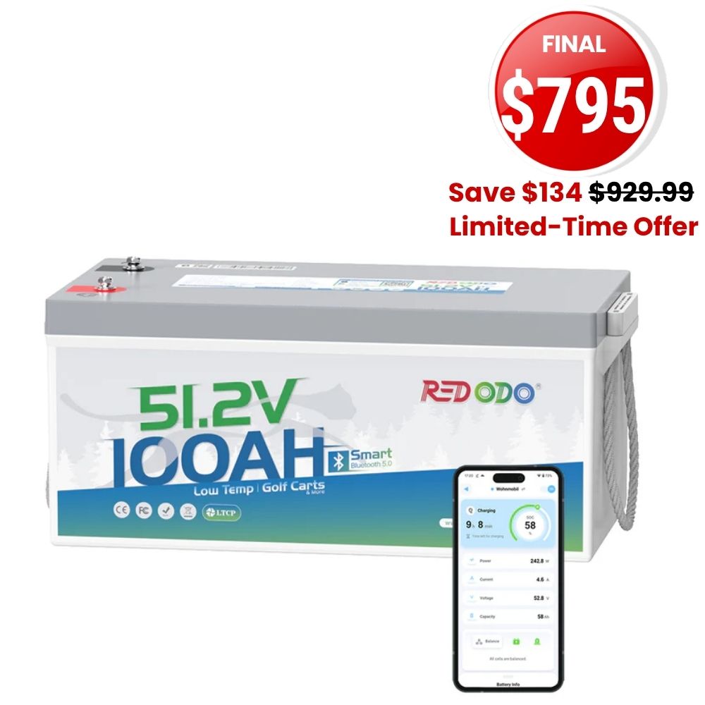 🔥【SAVE $134】Redodo 48V(51.2V) 100Ah LiFePO4 Lithium Solar Battery