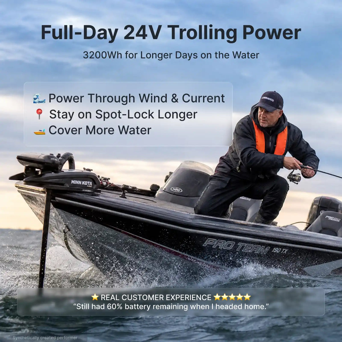 24V 125AH delivery 3200Wh for Demanding Trolling Conditions