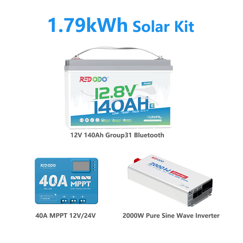 ⚡[Final $271] Redodo 12V 140Ah Group 31 Lithium Battery with Bluetooth | 40% More Capacity | For RV, Marine, Solar Home
