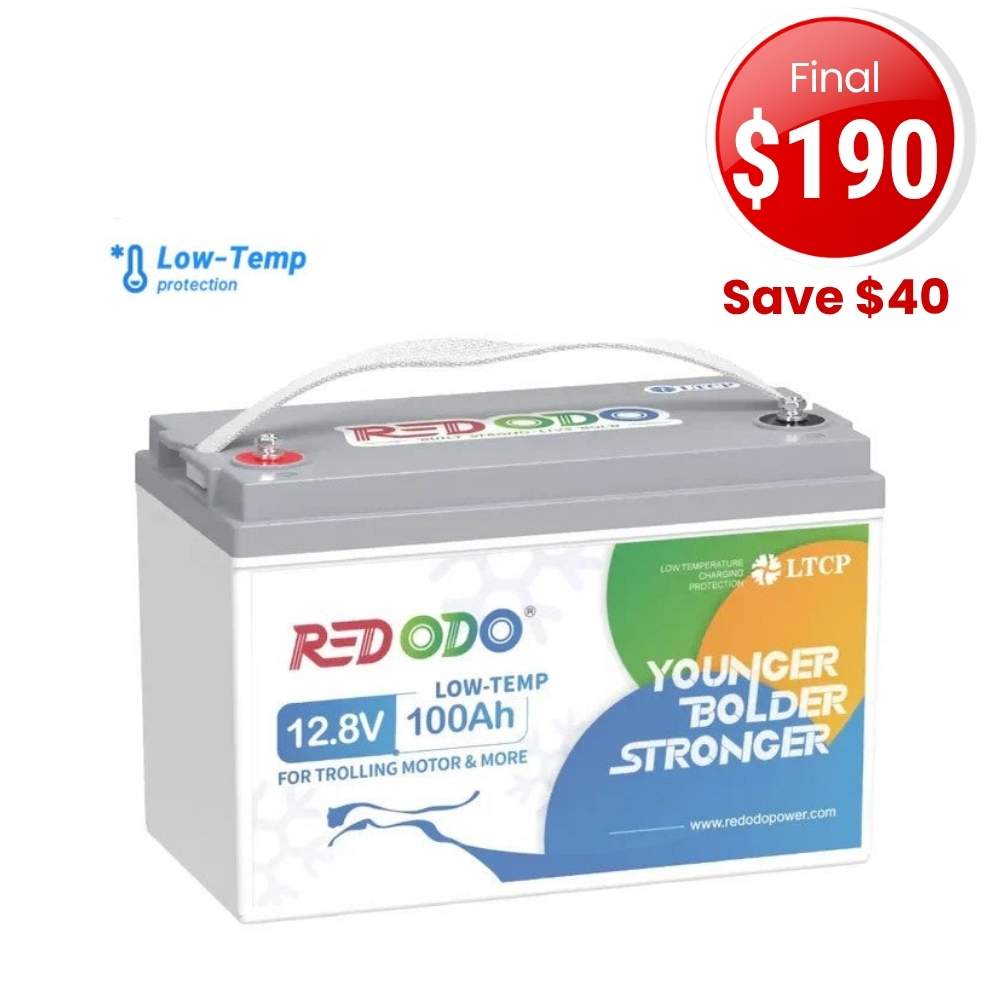 🔥【Final $190】Redodo 12V 100Ah Lithium Trolling Motor Battery With Low Temp Protection