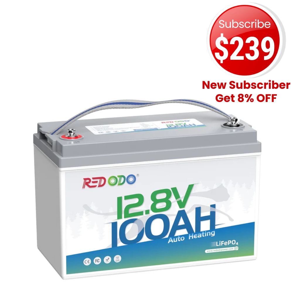 🔥【$239 After Subscribe】Redodo 12V 100Ah Self-Heating Lithium Battery | For RV, Boats, and Solar Home Systems