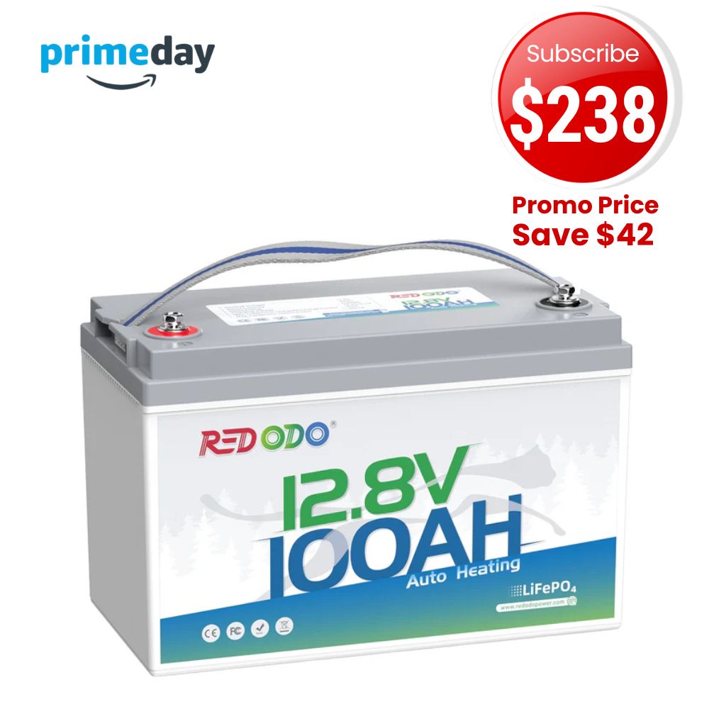 🔥【Prime Big Deal】Redodo 12V 100Ah Self-Heating Lithium Battery | For RV, Boats, and Solar Home Systems