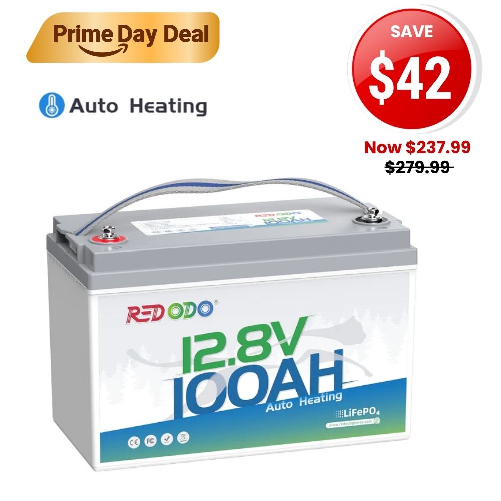 🔥【SAVE $42】Redodo 12V 100Ah Self-Heating Lithium Battery | For RV, Boats, and Solar Home Systems