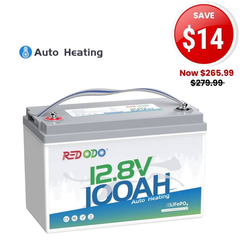 🔥【SAVE $14】Redodo 12V 100Ah Self-Heating Lithium Battery | For RV, Boats, and Solar Home Systems