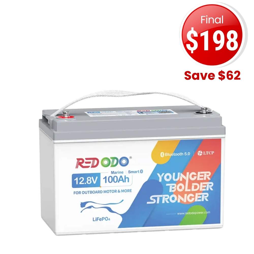 🔥【Final $198】Redodo 12V 100Ah Plus Bluetooth Marine Battery | For Marine, Trolling Motors, RV