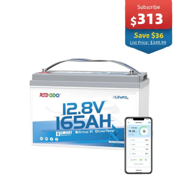 🔥 Redodo 12V 165Ah Group 31 Bluetooth Lithium Battery | For RV, Marine, Solar Home