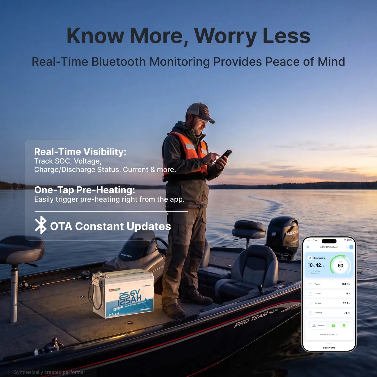 【Pre-Order】Redodo Apex Mini 24V 125Ah Deep Cycle LiFePO4 Battery with Bluetooth, Self-Heating | For 24V Trolling Motor, RV, Marine & Off-Grid Systems
