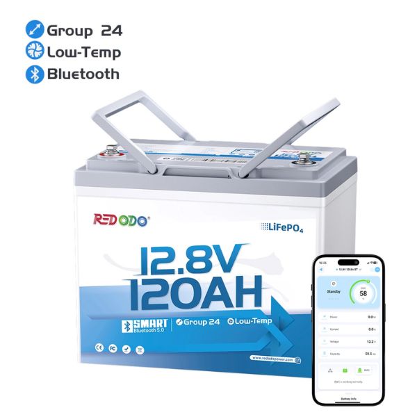 【Pre-Order】Redodo 12V 120Ah Group 24 Bluetooth Lithium Battery | For 1-2 Day RV Trips | Smallest 120Ah Battery