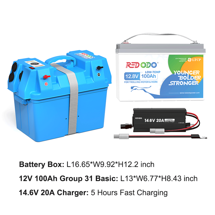 Redodo 1.28kWh DIY Solar Generator Kit with 12V 100Ah trolling motor battery