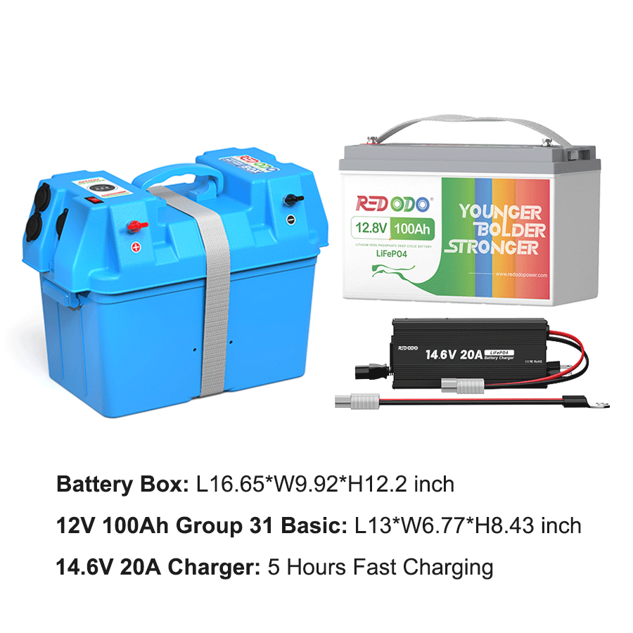 ⚡[$220 after Sign-Up] Redodo 12V 100Ah LiFePO4 Lithium Battery | Best Budget | For RV, Solar, Trolling Motor