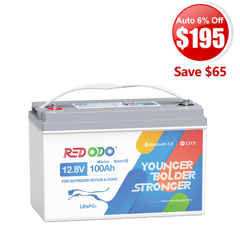 🔥【$195 Last 24H】Redodo 12V 100Ah Plus Bluetooth Marine Battery | For Marine, Trolling Motors, RV
