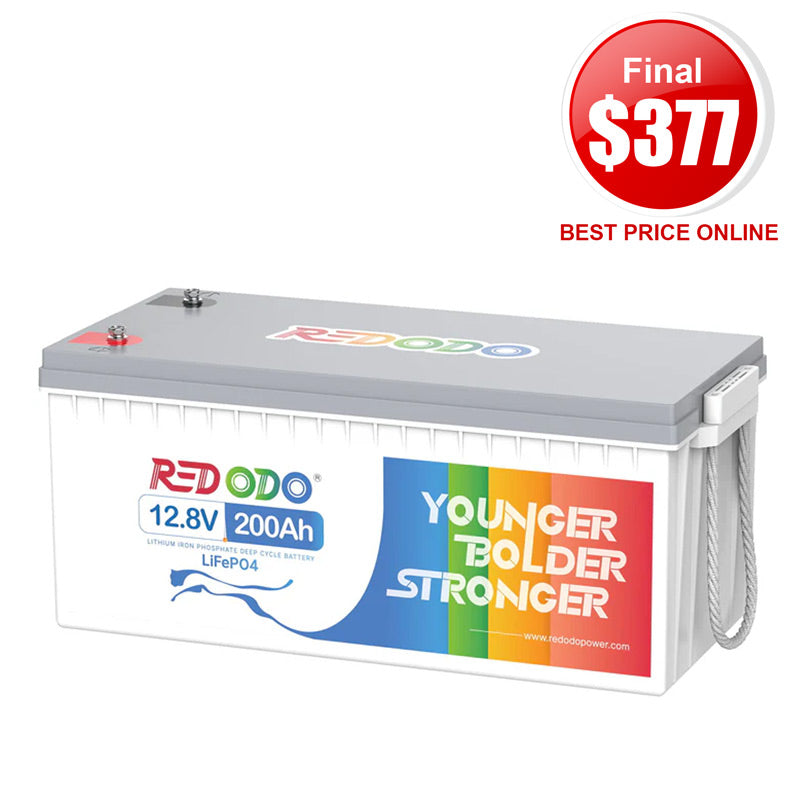⚡[Final $377] Redodo 12V 200Ah Lithium LiFePO4 Battery | 1280W Load Power | For RV, Solar, Off-Grid