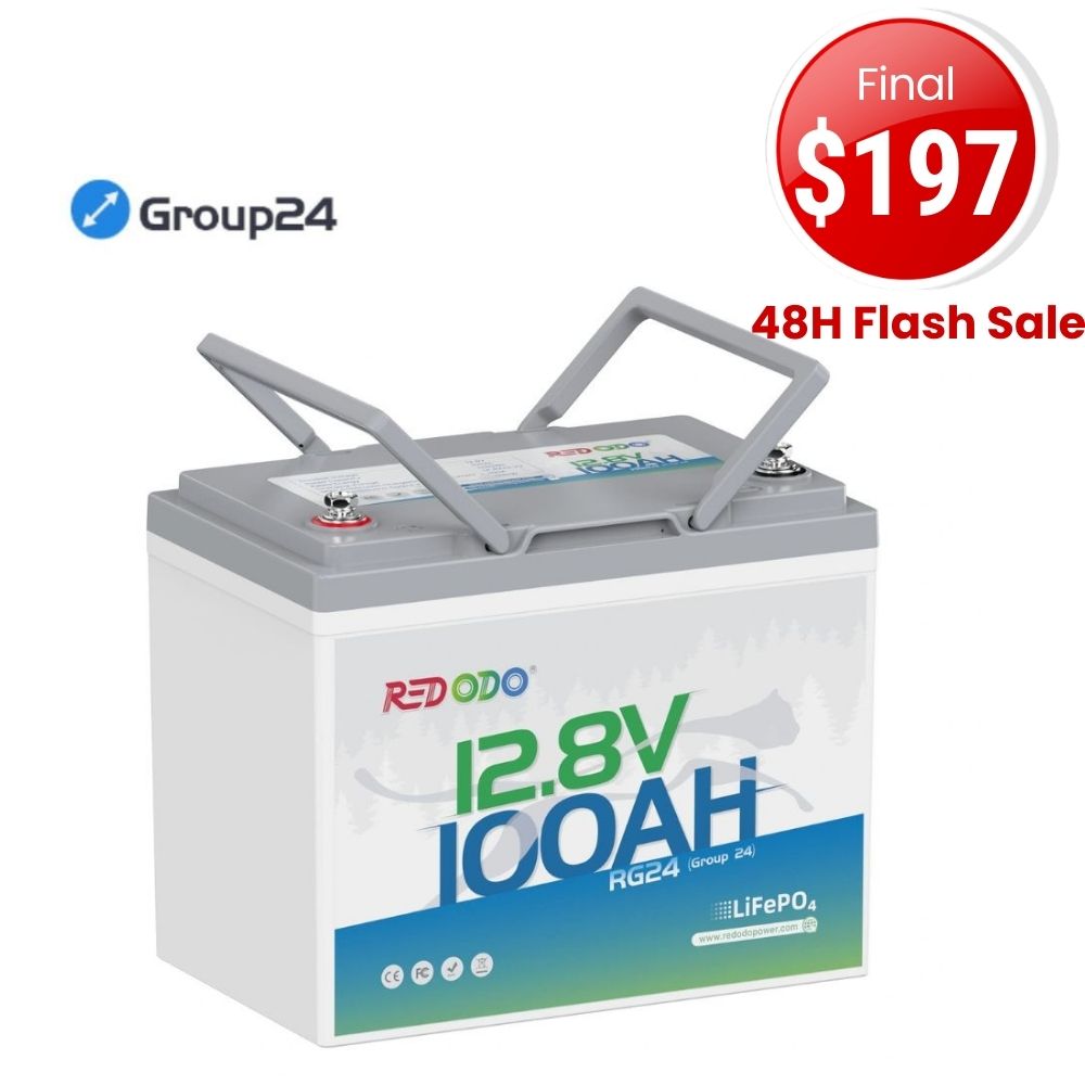 ⚡【Flash Deal $197】Redodo 12V 100Ah Group 24 Deep Cycle LiFePO4 Lithium Battery | For Home, RV, Marine