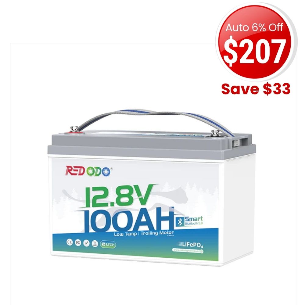 🔥【Final $207】Redodo 12V 100Ah Group 31 Bluetooth Lithium Battery | Real-Time Battery Monitoring | For RV, Marine, Solar