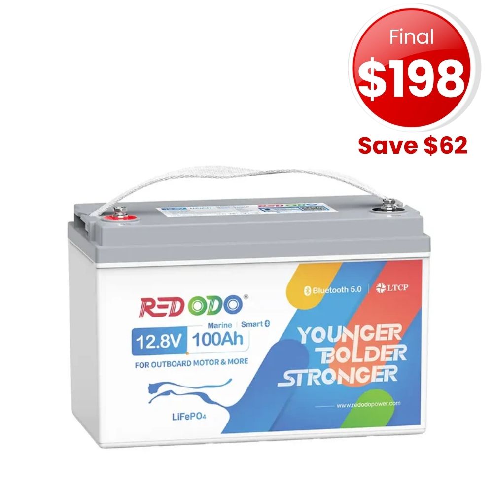 🔥【Final $198】Redodo 12V 100Ah Plus Bluetooth Marine Battery | For Marine, Trolling Motors, RV