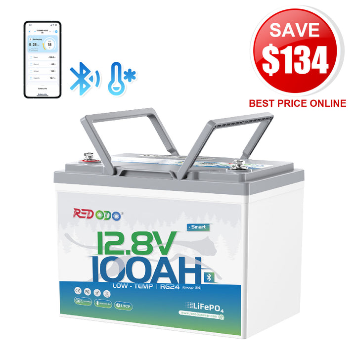 Redodo 12V 100Ah Group 24 Bluetooth Lithium Battery Prime Day
