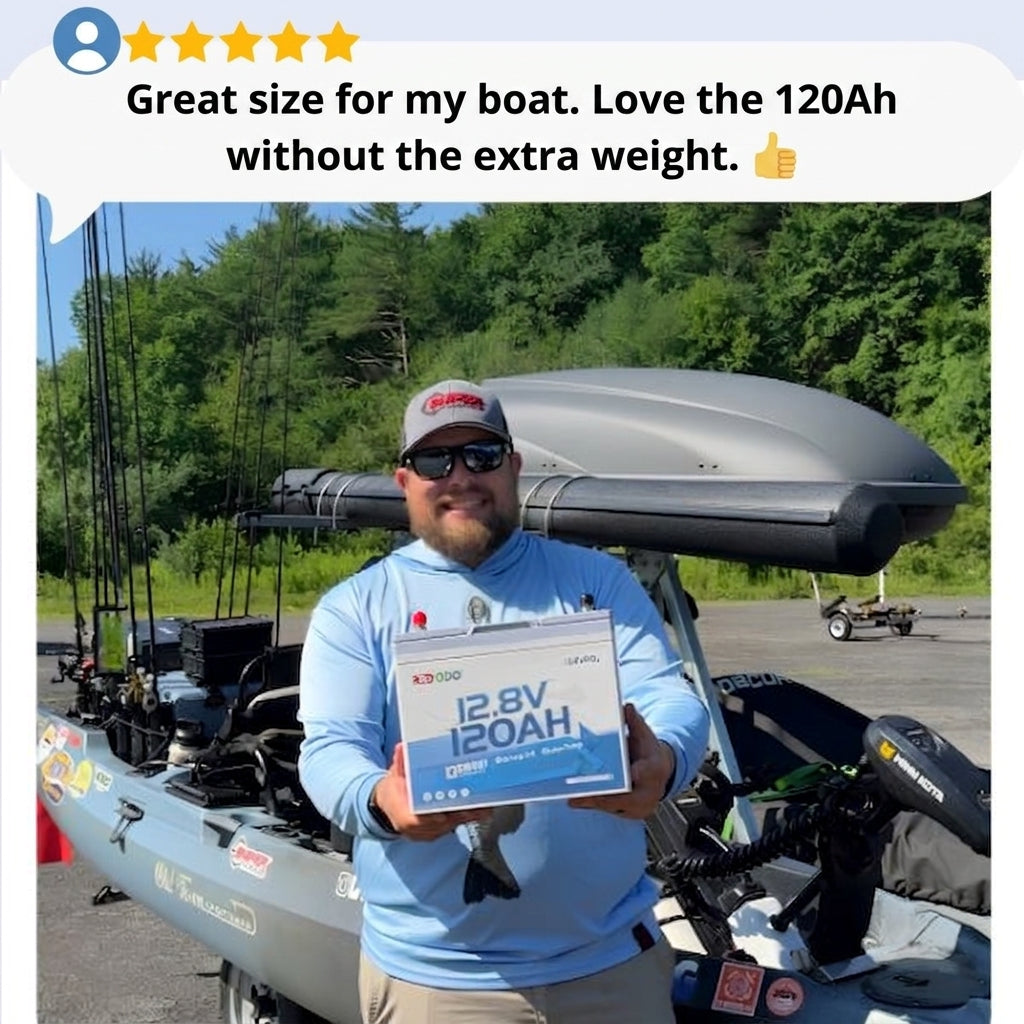Review From Redodo customer for the 12V 120Ah Group 24 Trolling motor battery