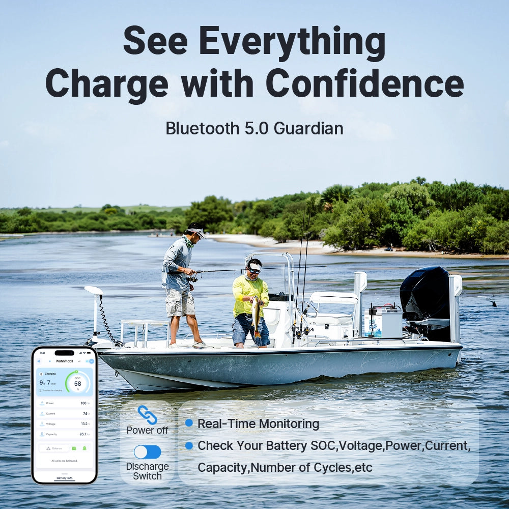 the bluetooth monitoring function of Redodo 12V 165Ah Group 31 Dual-Purpose Marine Battery