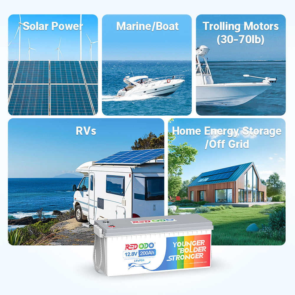 wide applications of Redodo 12V 200Ah Lithium Battery