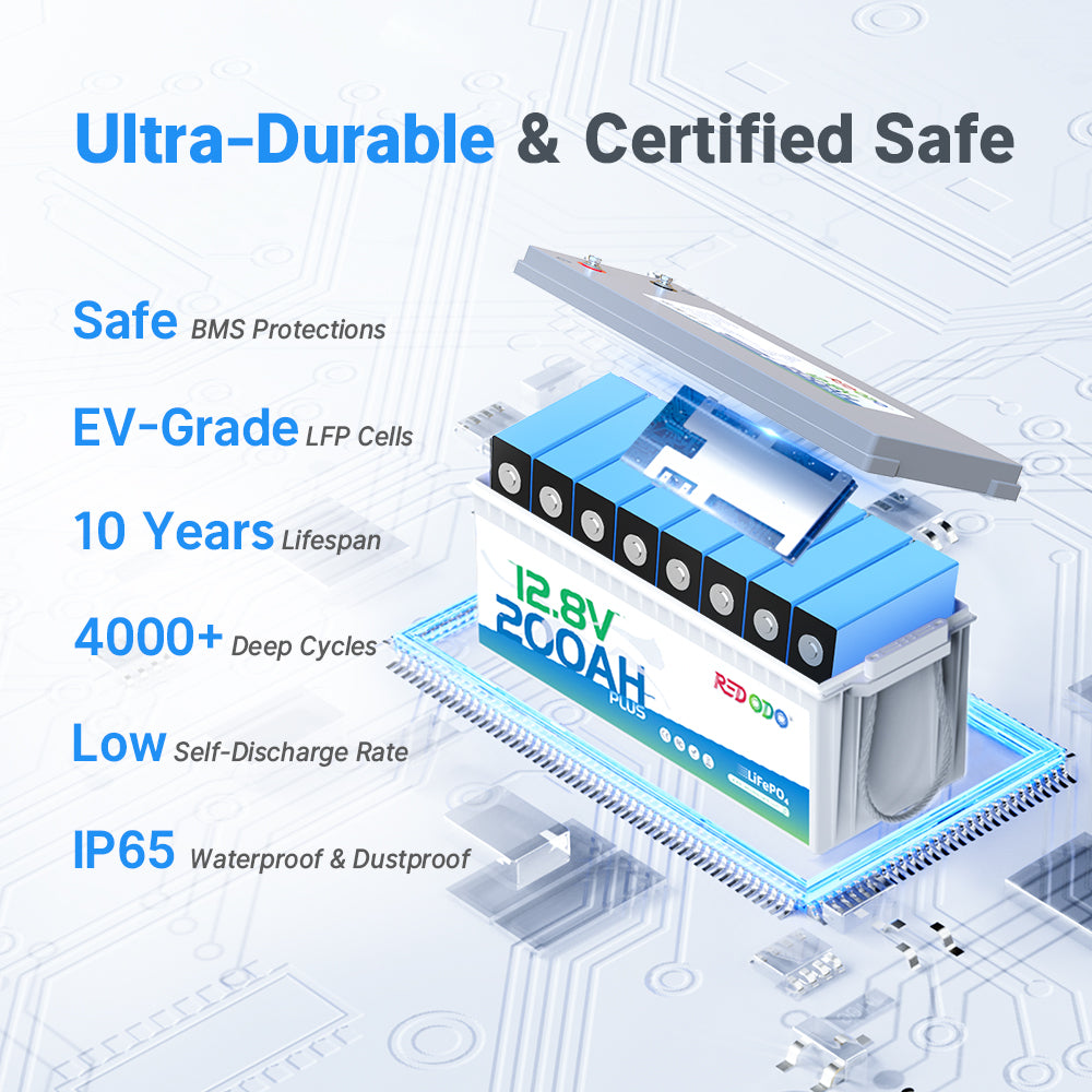 12V 200Ah Plus lithium battery with multi-protection 200A BMS & grade cells