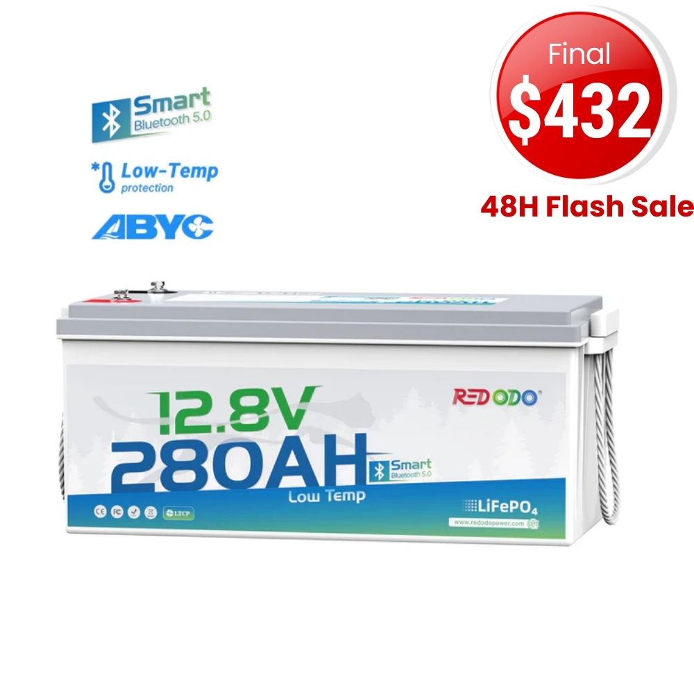 ⚡【Flash Deal $432】Redodo 12V 280Ah Bluetooth Lithium Battery | Low Temp Protection | For RV, Marine, Solar