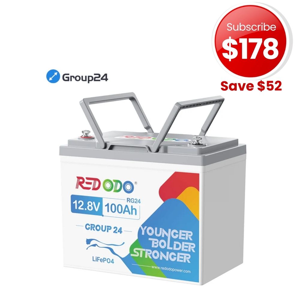 🔥[SALE-$178 After Subscribe] Redodo 12V 100Ah Group 24 Deep Cycle LiFePO4 Lithium Battery | For Home, RV, Marine