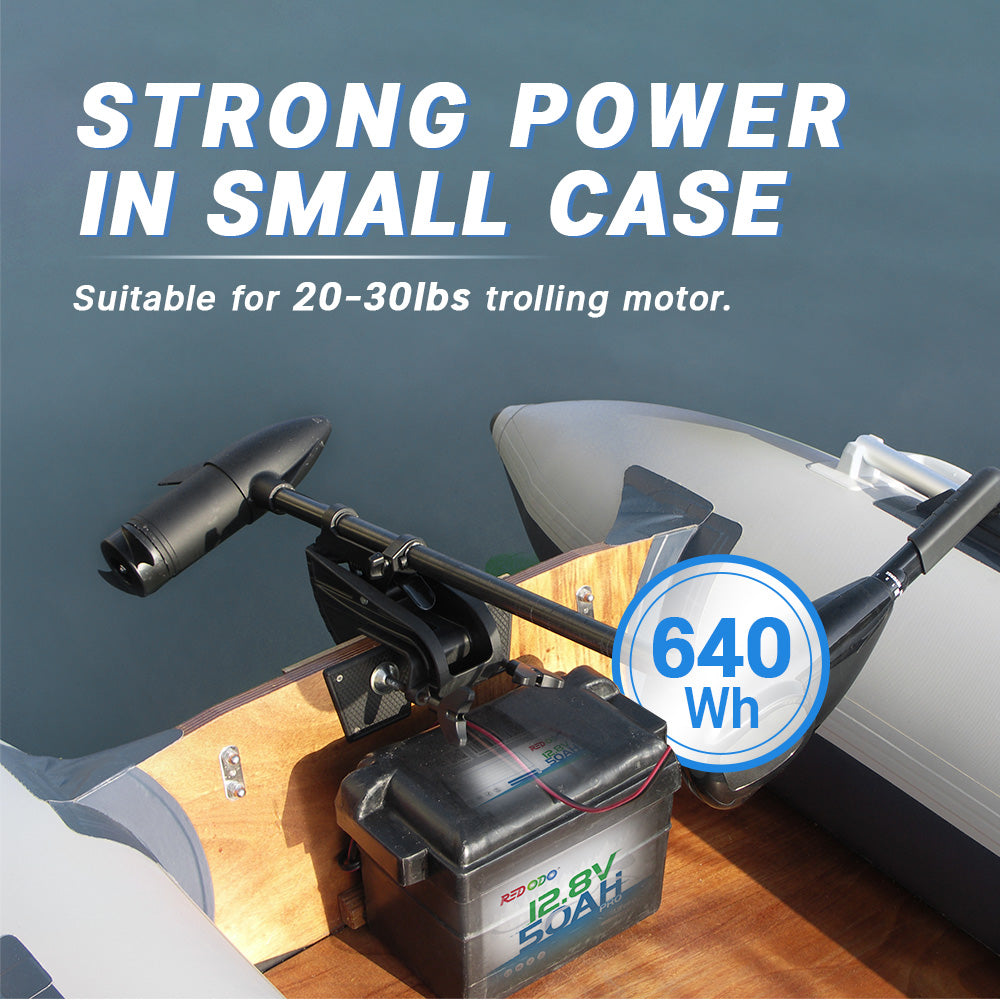 640Wh Redodo 12V 50Ah Lithium Battery suitable for 20-30lbs trolling motor