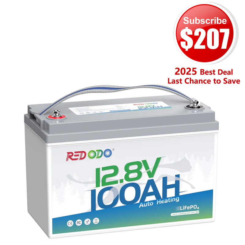🔥【$207 After Subscribe】Redodo 12V 100Ah Self-Heating Lithium Battery | For RV, Boats, and Solar Home Systems