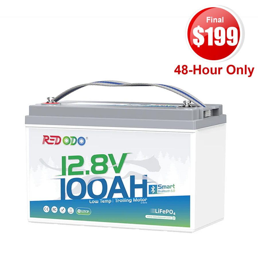 【Final $199】 Redodo 12V 100Ah Group 31 Bluetooth Lithium Battery | Real-Time Battery Monitoring | For RV, Marine, Solar
