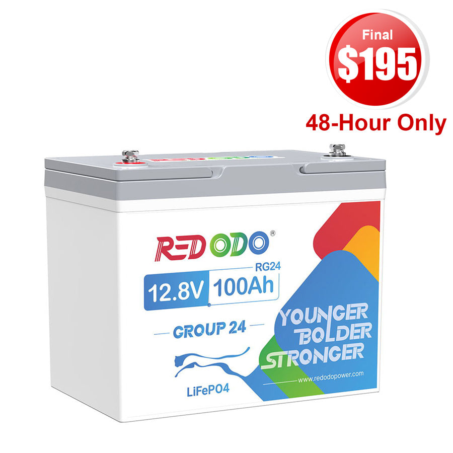 【Final $195】Redodo 12V 100Ah Group 24 Deep Cycle LiFePO4 Lithium Battery | For Home, RV, Marine