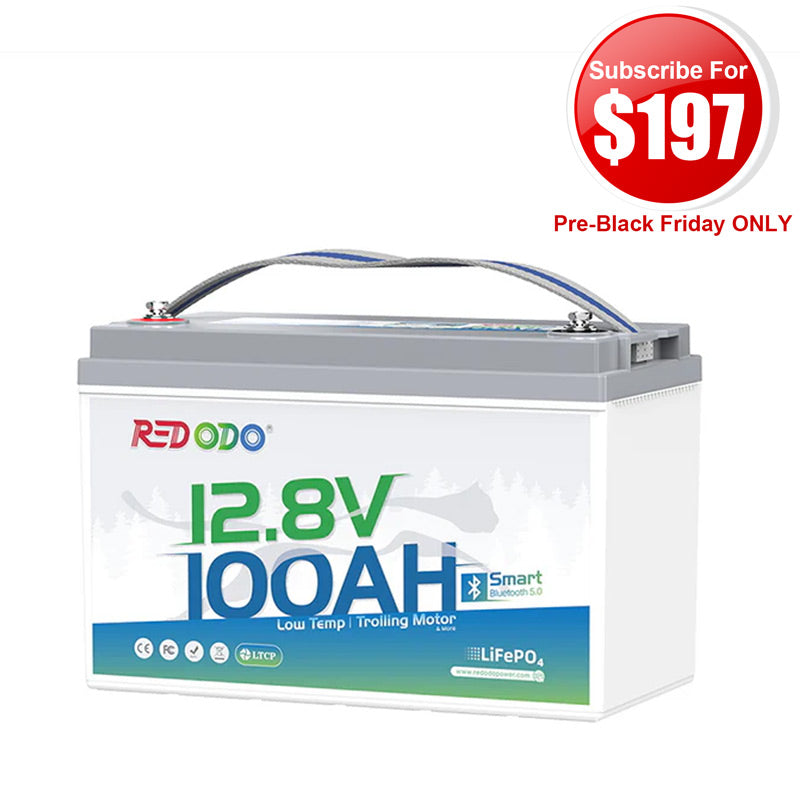 【$197 After Subscribe】Redodo 12V 100Ah Group 31 Bluetooth Lithium Battery | Real-Time Battery Monitoring | For RV, Marine, Solar