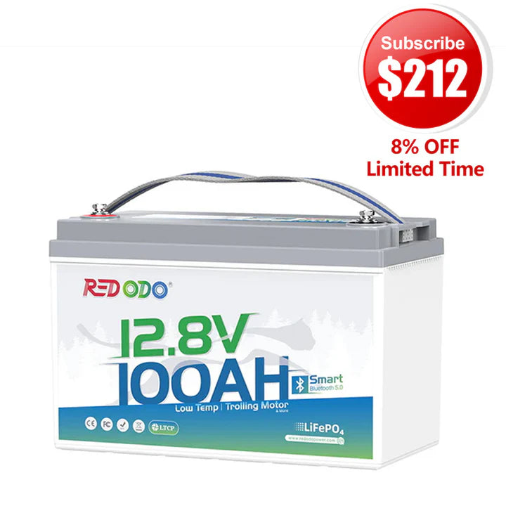 🔥【Subscribe for $212】Redodo 12V 100Ah Group 31 Bluetooth Lithium Battery | Real-Time Battery Monitoring | For RV, Marine, Solar