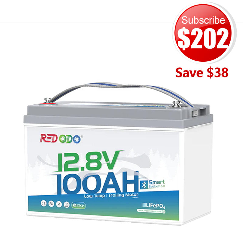 🔥【$202 After Subscribe】Redodo 12V 100Ah Group 31 Bluetooth Lithium Battery | Real-Time Battery Monitoring | For RV, Marine, Solar