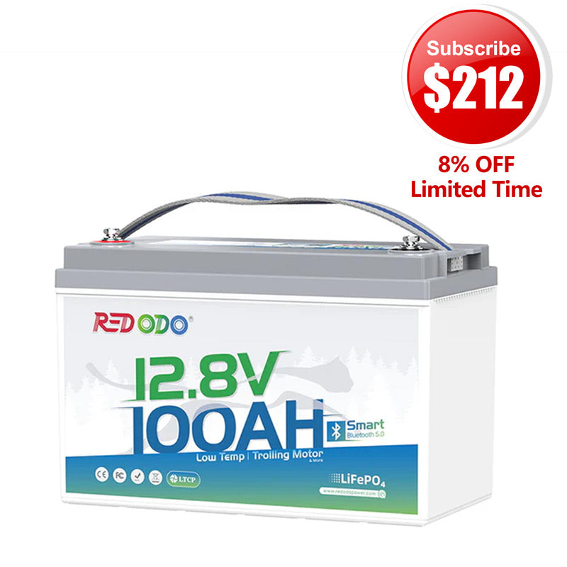 🔥【Subscribe for $212】Redodo 12V 100Ah Group 31 Bluetooth Lithium Battery | Real-Time Battery Monitoring | For RV, Marine, Solar