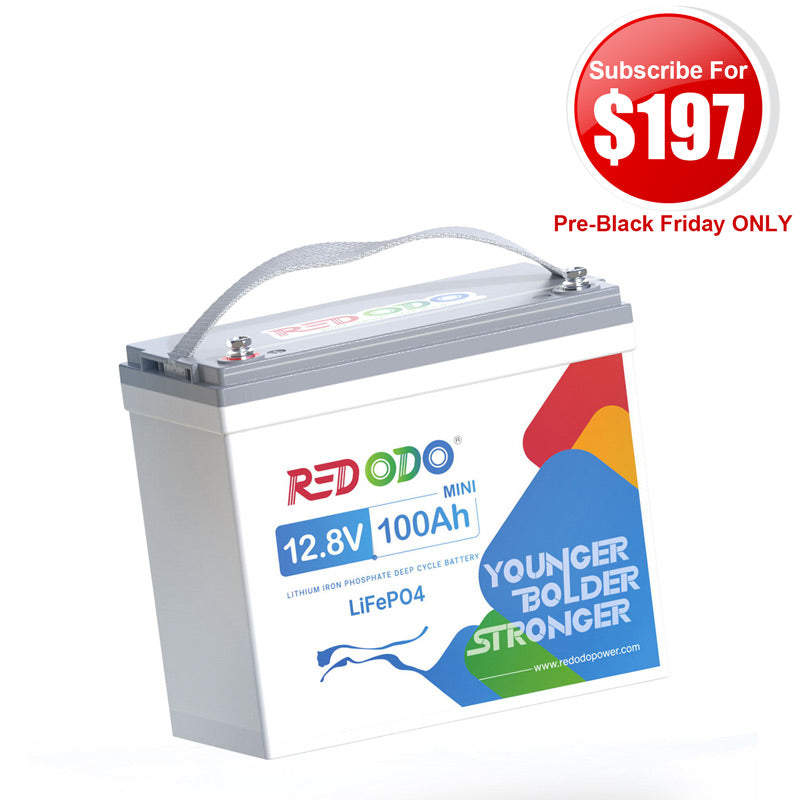 【$197 After Subscribe】Redodo 12V 100Ah Mini Lithium LiFePO4 Battery | Smallest Battery | For RV, Trolling Motor, Solar