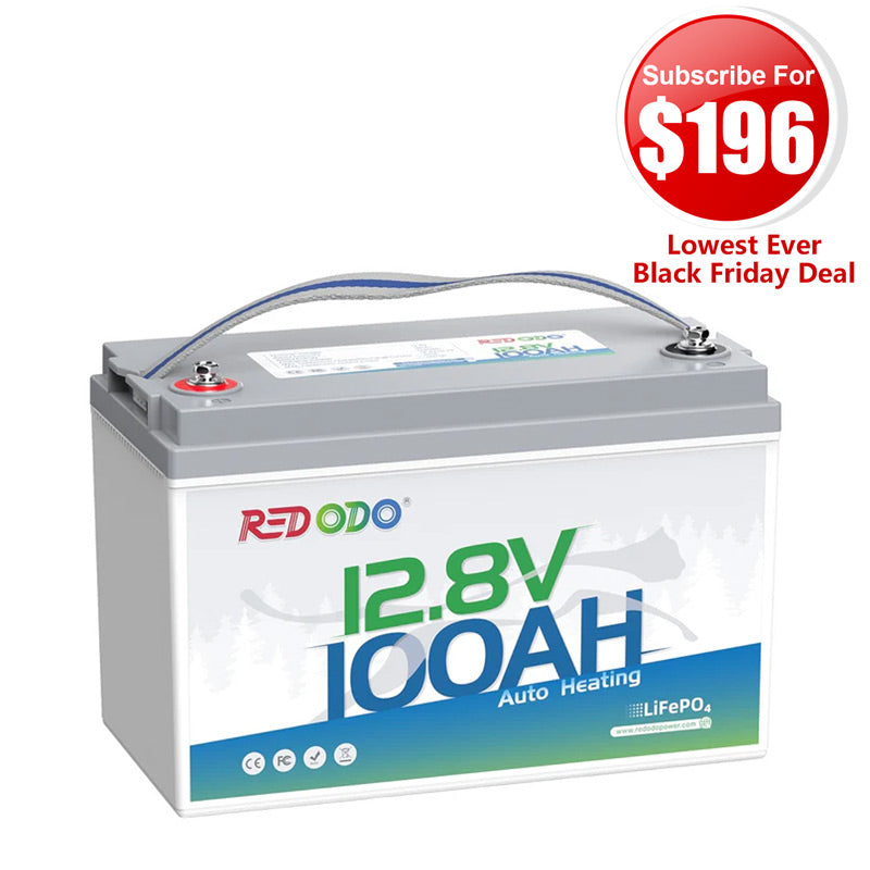 🔥【$196 After Subscribe】Redodo 12V 100Ah Self-Heating Lithium Battery | For RV, Boats, and Solar Home Systems