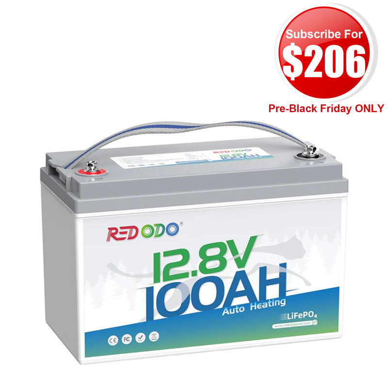 【$206 After Subscribe】Redodo 12V 100Ah Self-Heating Lithium Battery | For RV, Boats, and Solar Home Systems