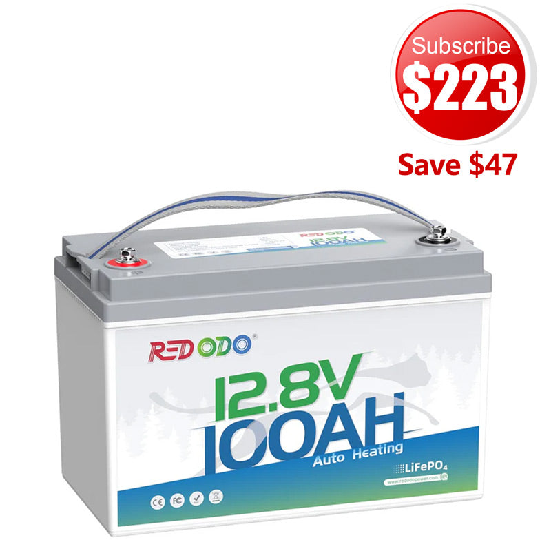 🔥[$223 After Subscribe] Redodo 12V 100Ah Self-Heating Lithium Battery | For RV, Boats, and Solar Home Systems