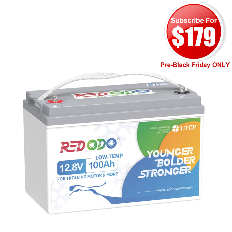 【$179 After Subscribe】Redodo 12V 100Ah Lithium Trolling Motor Battery With Low Temp Protection