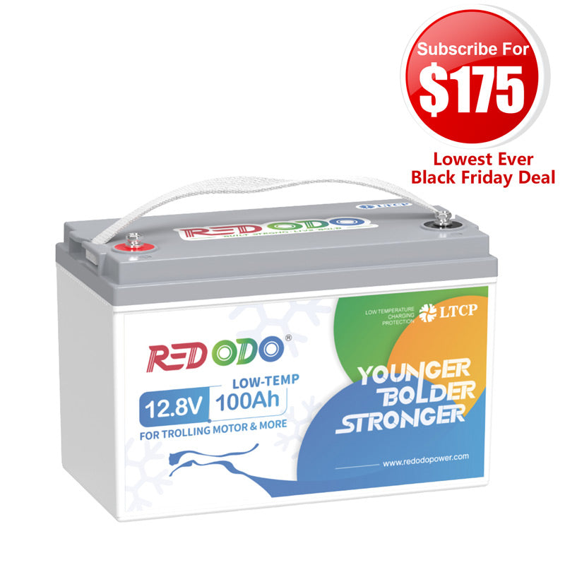 🔥【$175 After Subscribe】Redodo 12V 100Ah Lithium Trolling Motor Battery With Low Temp Protection