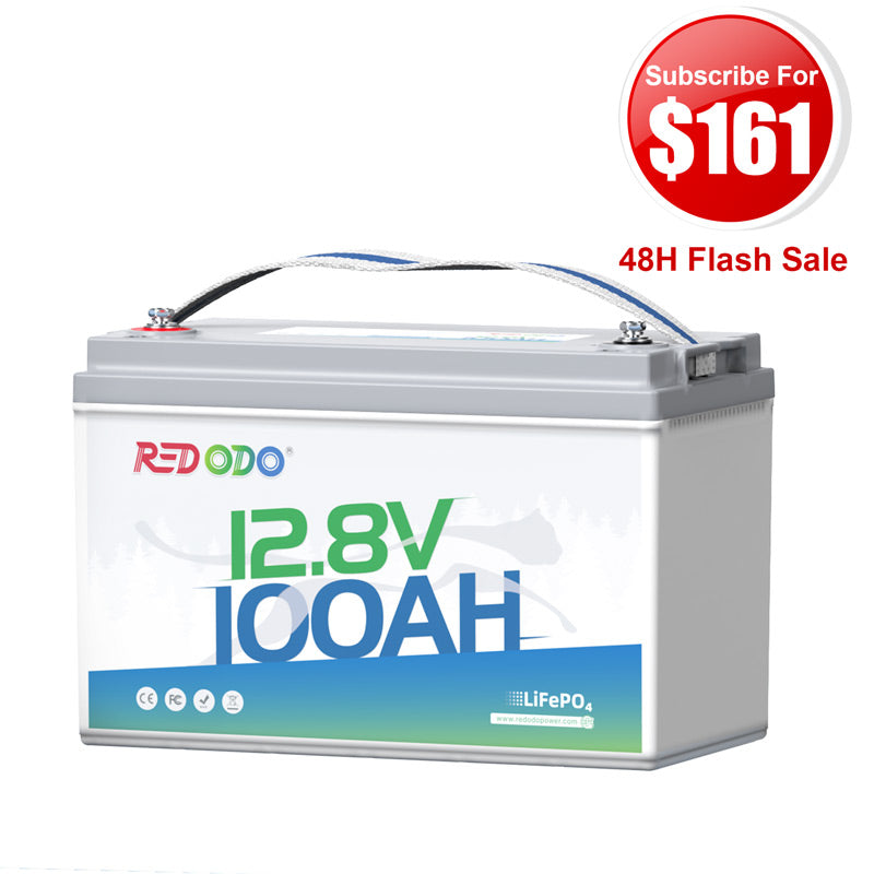 🔥【Flash Sale-$161 After Subscribe】Redodo 12V 100Ah LiFePO4 Lithium Battery | Best Budget | For RV, Solar, Trolling Motor
