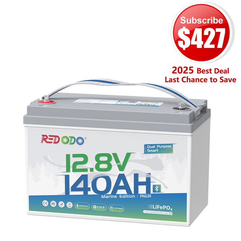 🔥【$427 After Subscribe】Redodo 12V 140Ah Dual Purpose Marine Battery, 1000 CCA | For Marine, Trolling Motor, RV