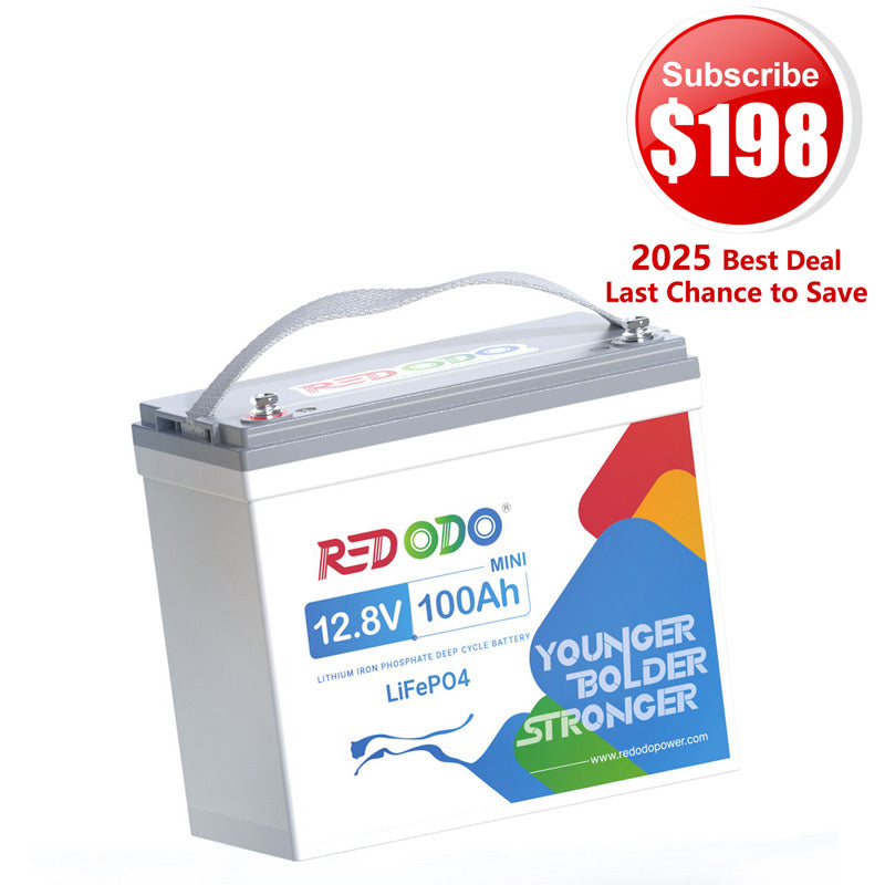 🔥【$198 After Subscribe】Redodo 12V 100Ah Mini Lithium LiFePO4 Battery | Smallest Battery | For RV, Trolling Motor, Solar