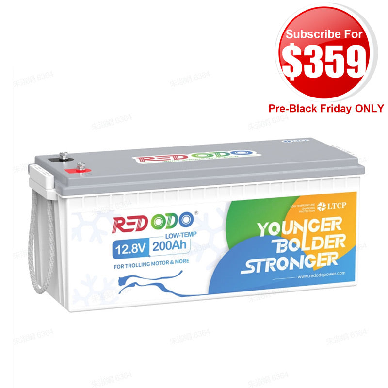 【$359 After Subscribe】Redodo 12V 200Ah Low Temp Lithium Battery | 1280W Load Power | For RV, Solar, Off-Grid